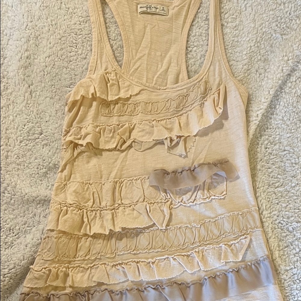 Abercrombie & Fitch Beige Ruffle Tank Top
